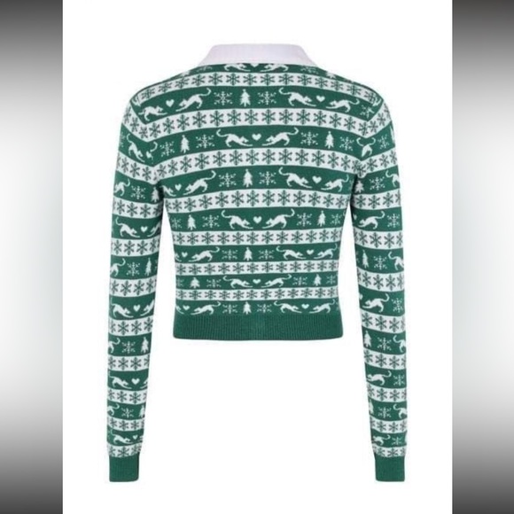 Collectif Modcloth Milicent Cat Cardigan Christmas Sweater - Picture 4 of 6